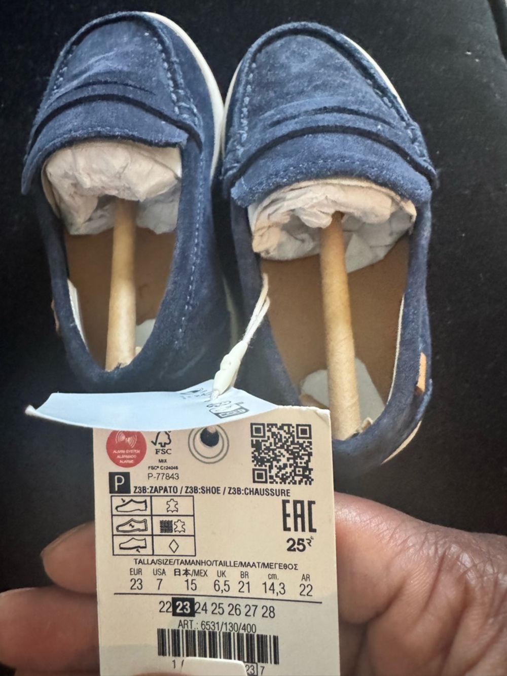 Zara Navy Blue Kids Suede Penny Loafers